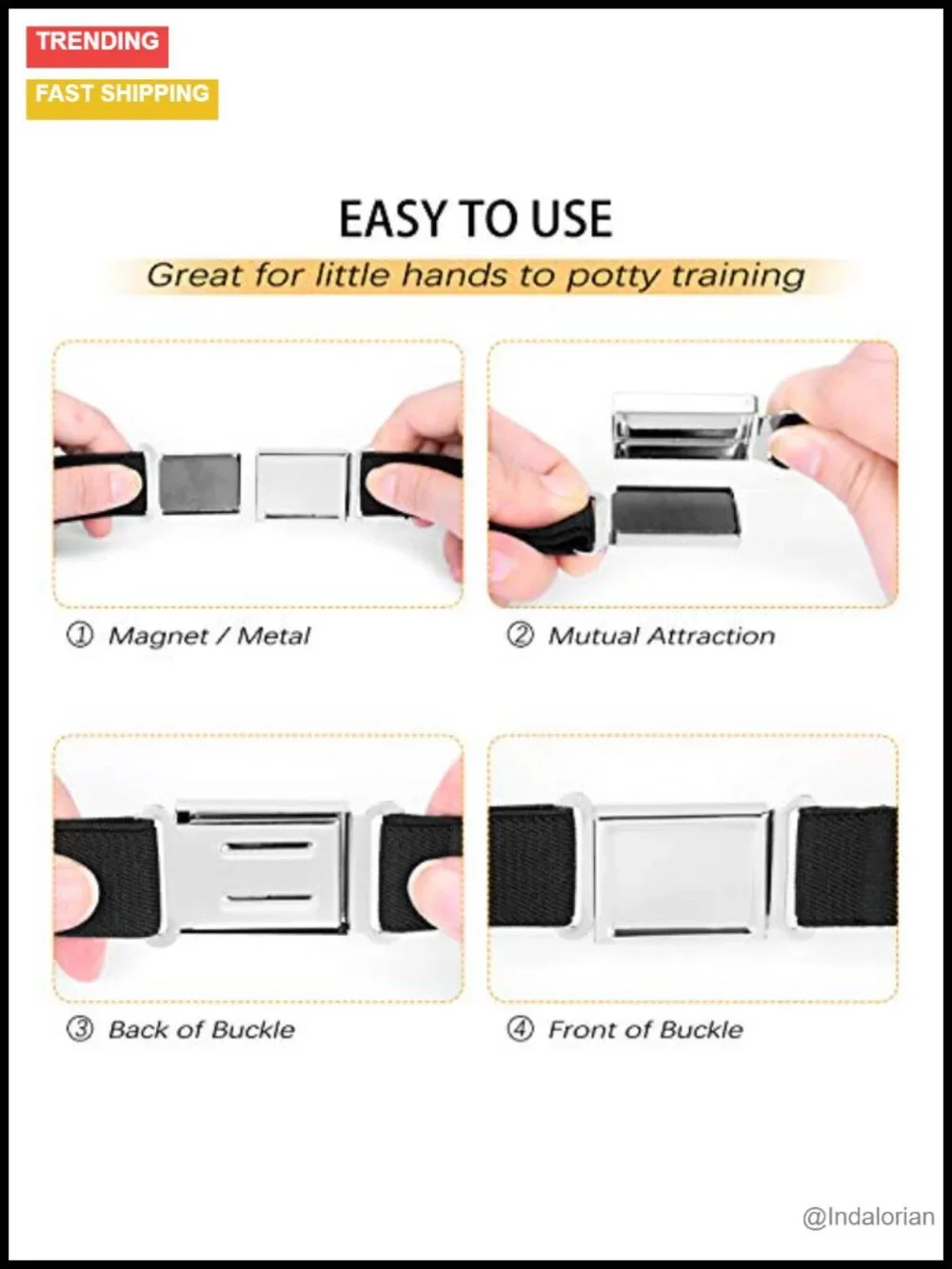 Kids Adjustable Magnetic Belt Elastic Buckle Back to School